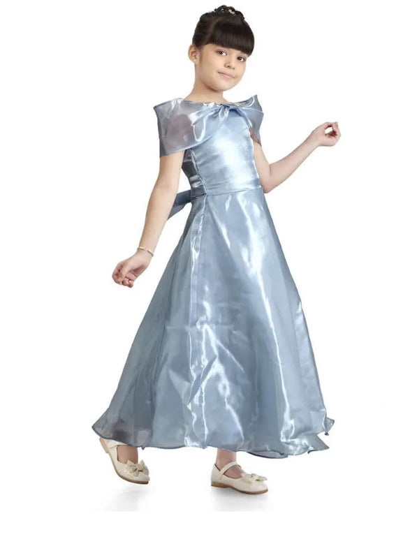 Printed Polyester Square Neck Girls Party Wear Dress