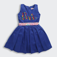 Barbie Royal Blue Frock with Rainbow Print Logo