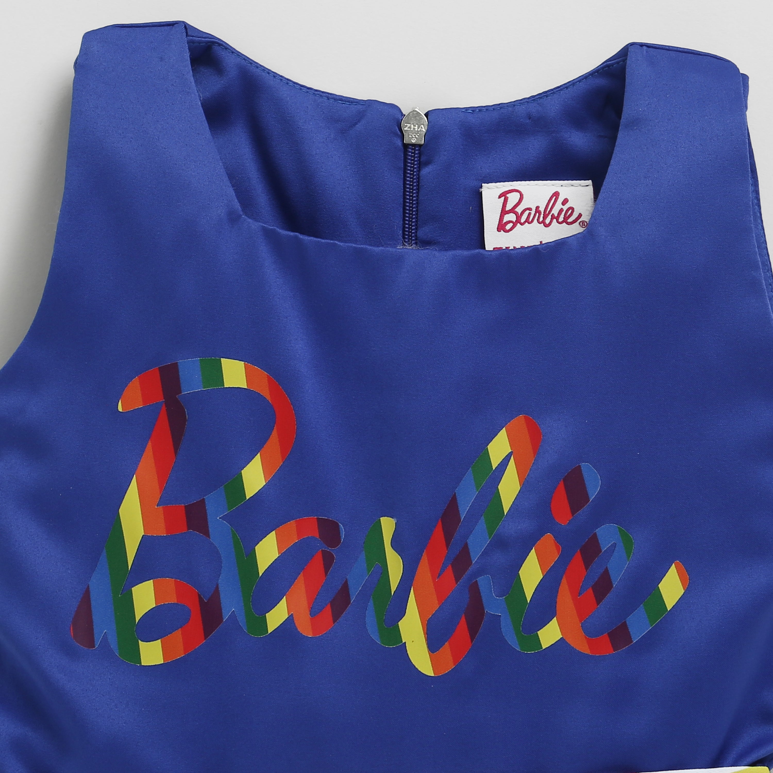 Barbie Royal Blue Frock with Rainbow Print Logo