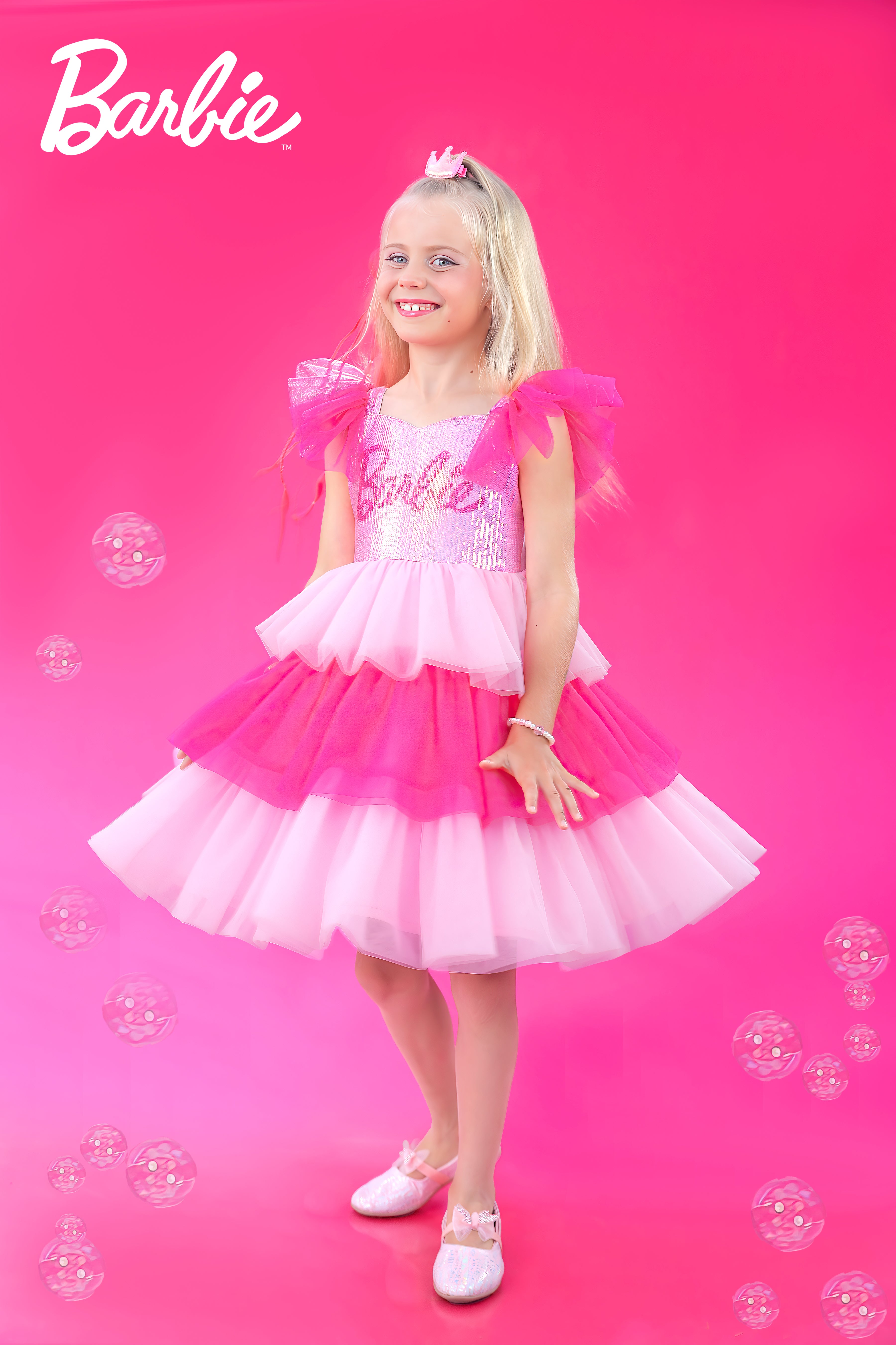 Barbie Party Wear Frock with Sequin Embellished Body