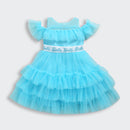 Barbie Gathered Frills Party Wear Frock With Detachable Sequin Bow