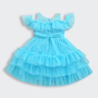 Barbie Gathered Frills Party Wear Frock With Detachable Sequin Bow