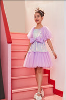 Barbie Sequin Fabric Body with Gathered Sequin Flare Frock