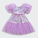 Barbie Sequin Fabric Body with Gathered Sequin Flare Frock