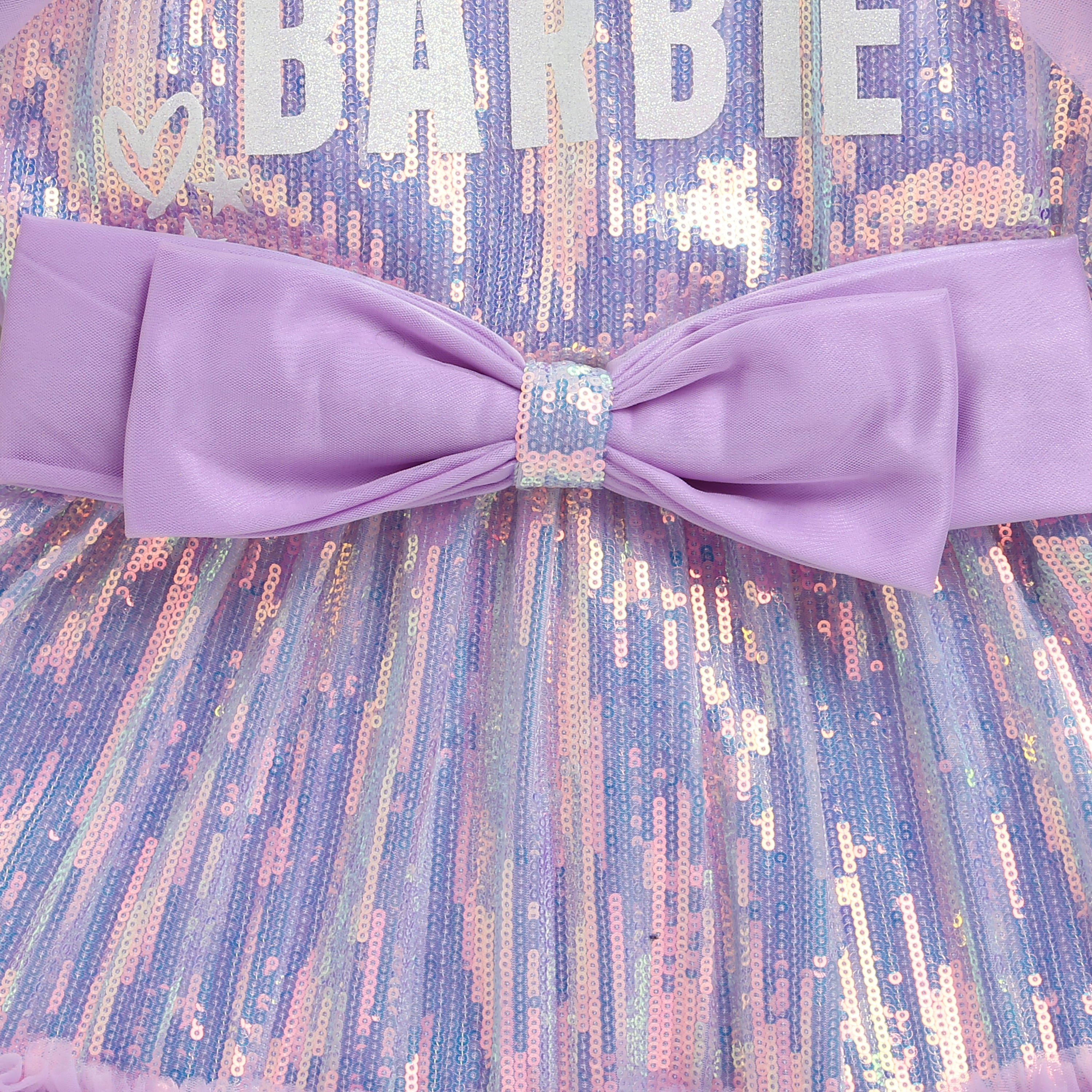 Barbie Sequin Fabric Body with Gathered Sequin Flare Frock