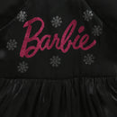 Barbie Frock with Square Neck, Balloon Sleeves & Glitter Print In Front