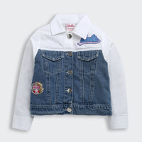 Barbie Stylish Cotton & Denim Jacket with Collar and Front Pockets