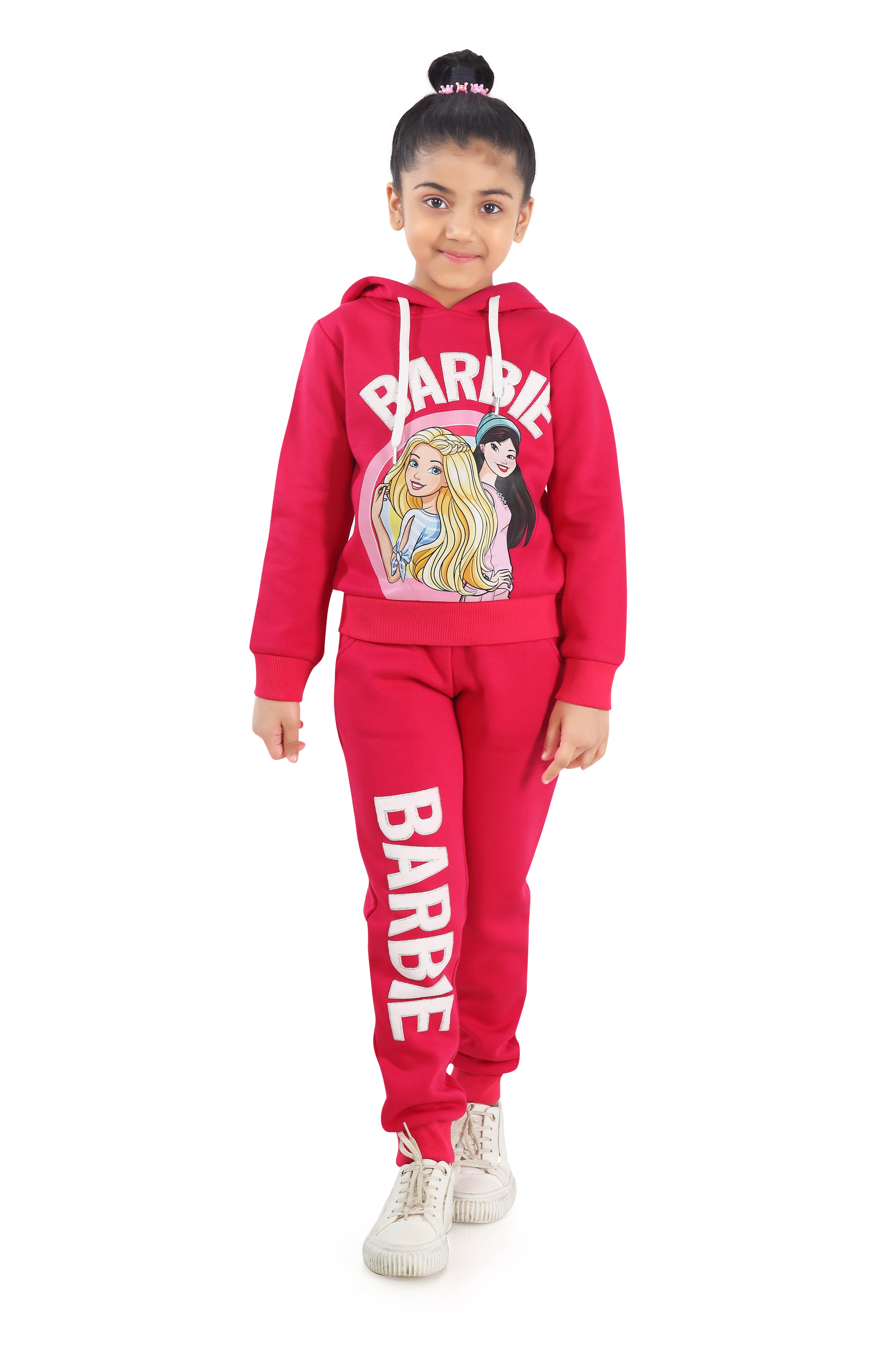 Barbie Graphic Full-Length Joggers with Elastic Waist and Graphic Placed on Right Leg