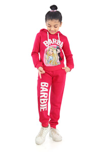 Barbie Graphic Full-Length Joggers with Elastic Waist and Graphic Placed on Right Leg