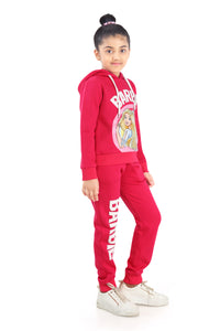 Barbie Graphic Full-Length Joggers with Elastic Waist and Graphic Placed on Right Leg