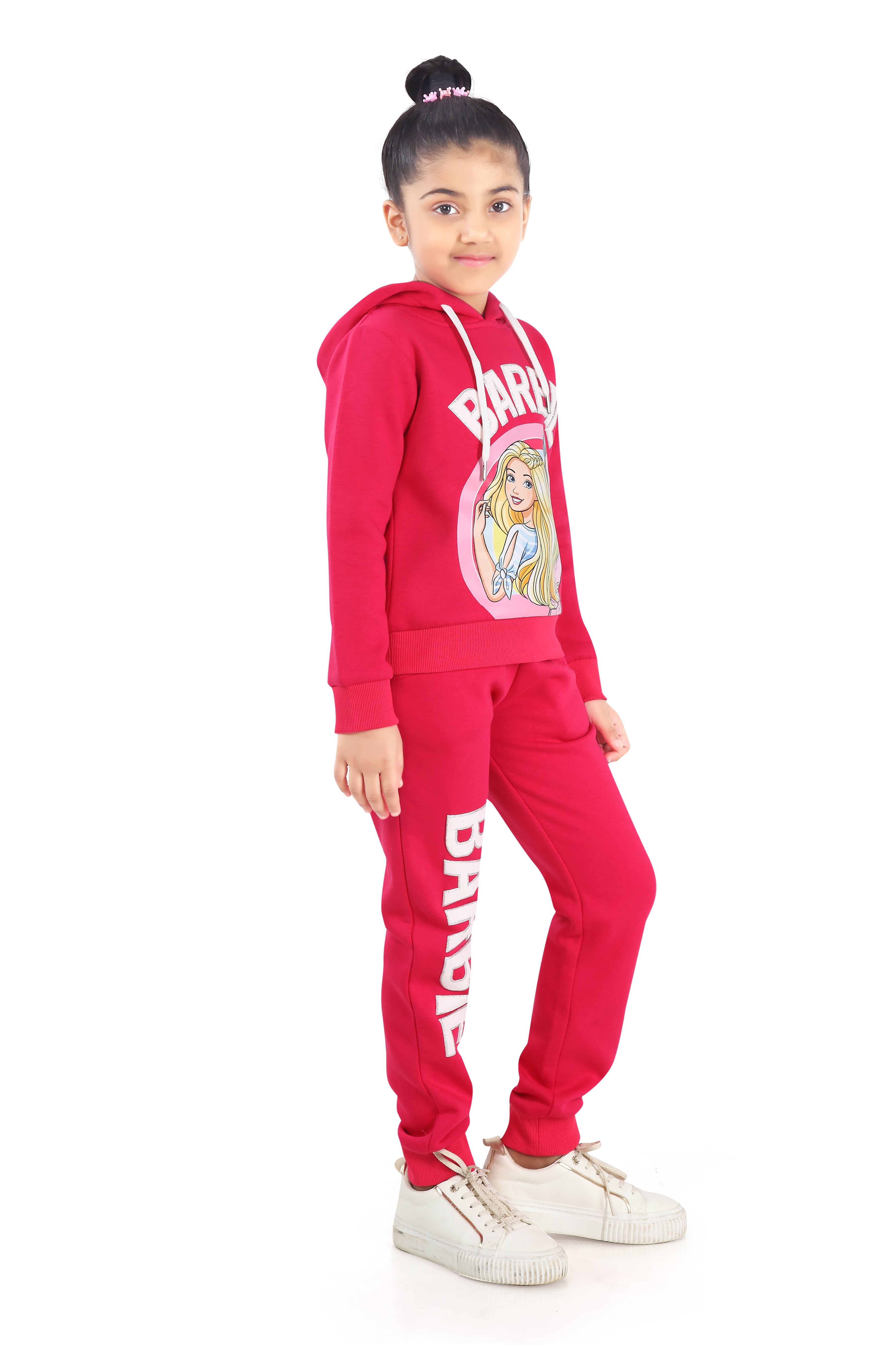 Barbie Graphic Full-Length Joggers with Elastic Waist and Graphic Placed on Right Leg