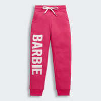 Barbie Graphic Full-Length Joggers with Elastic Waist and Graphic Placed on Right Leg