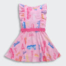 Barbie Ruffled Sleeves Gathered Waist & Detachable Fabric Belt Dress