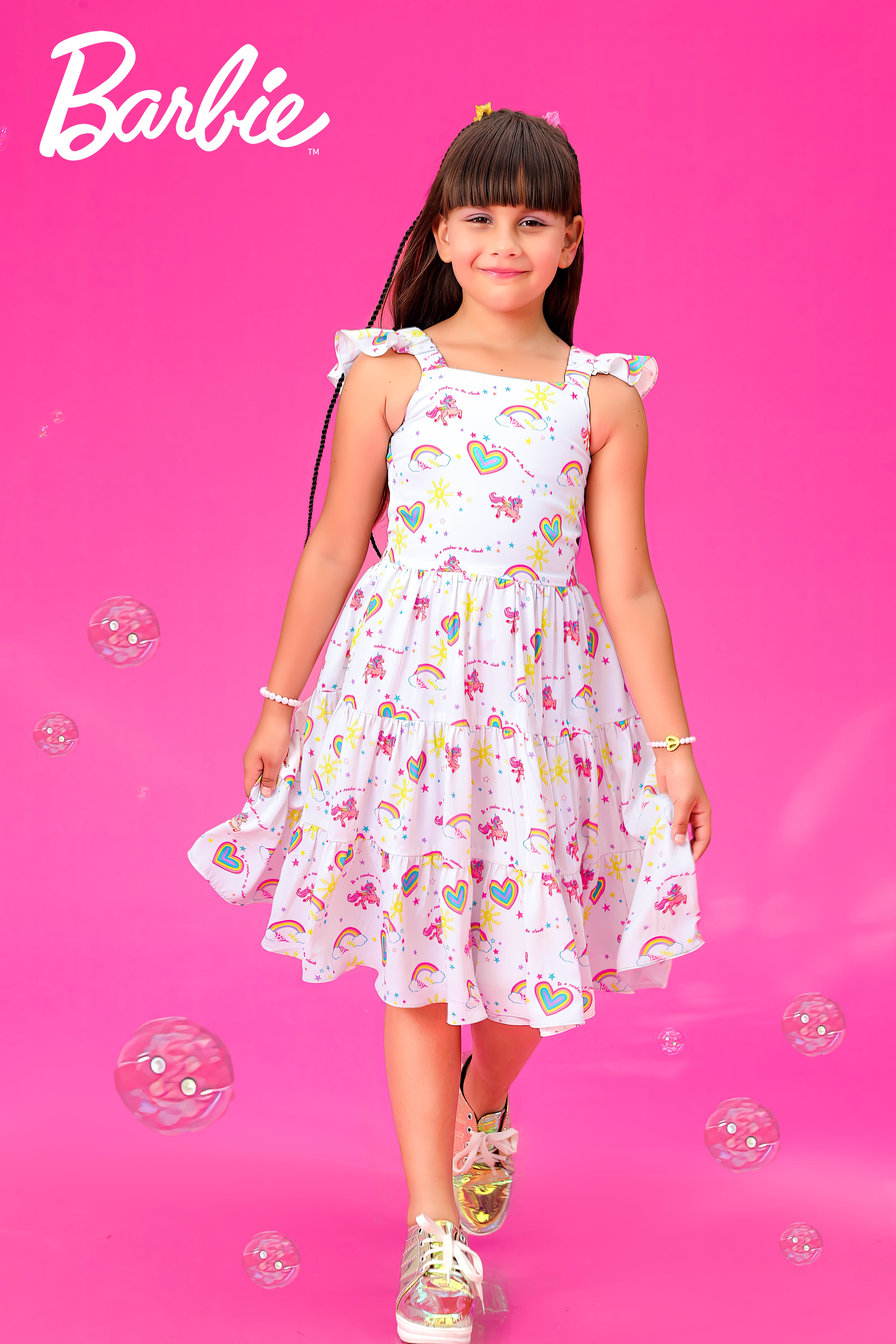 Barbie Strap Midi with Frill & Cuff Length and Fixed Belt