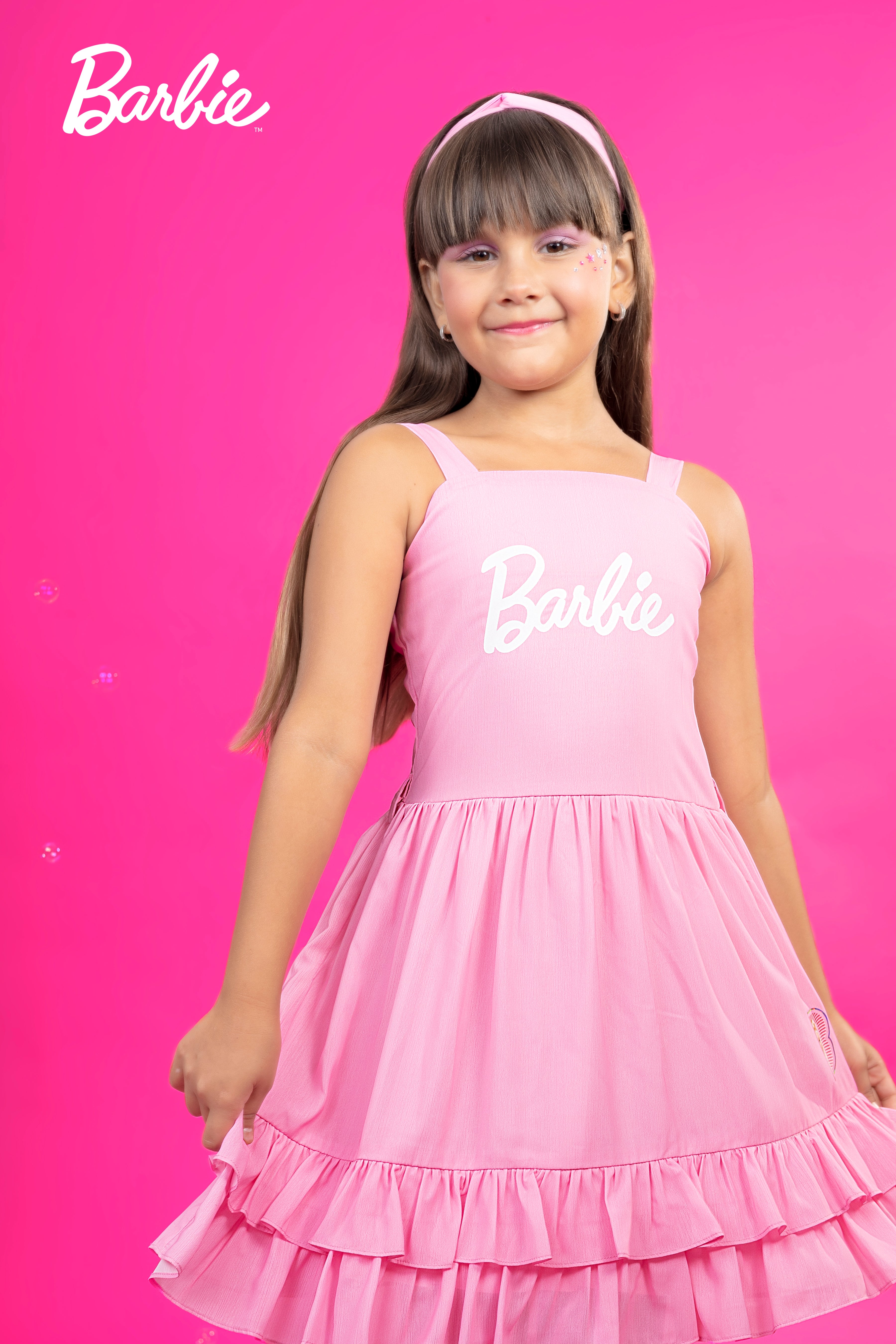 Barbie Spaghetti Strap Midi with Smocking at Back and Frill