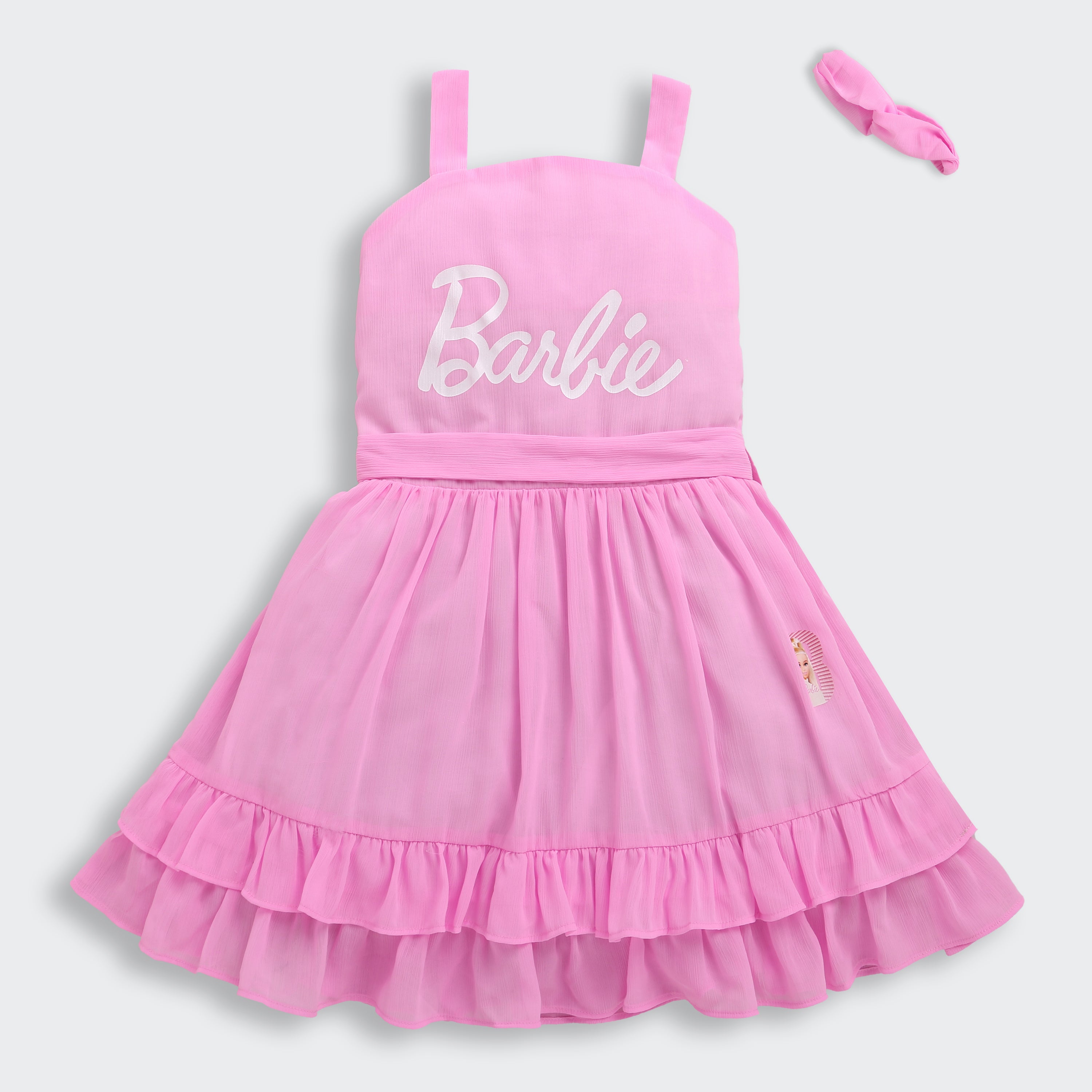 Barbie Spaghetti Strap Midi with Smocking at Back and Frill