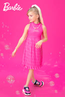 Barbie Round Neck Knitted Top with Pleated Fabric Bottom