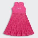 Barbie Round Neck Knitted Top with Pleated Fabric Bottom