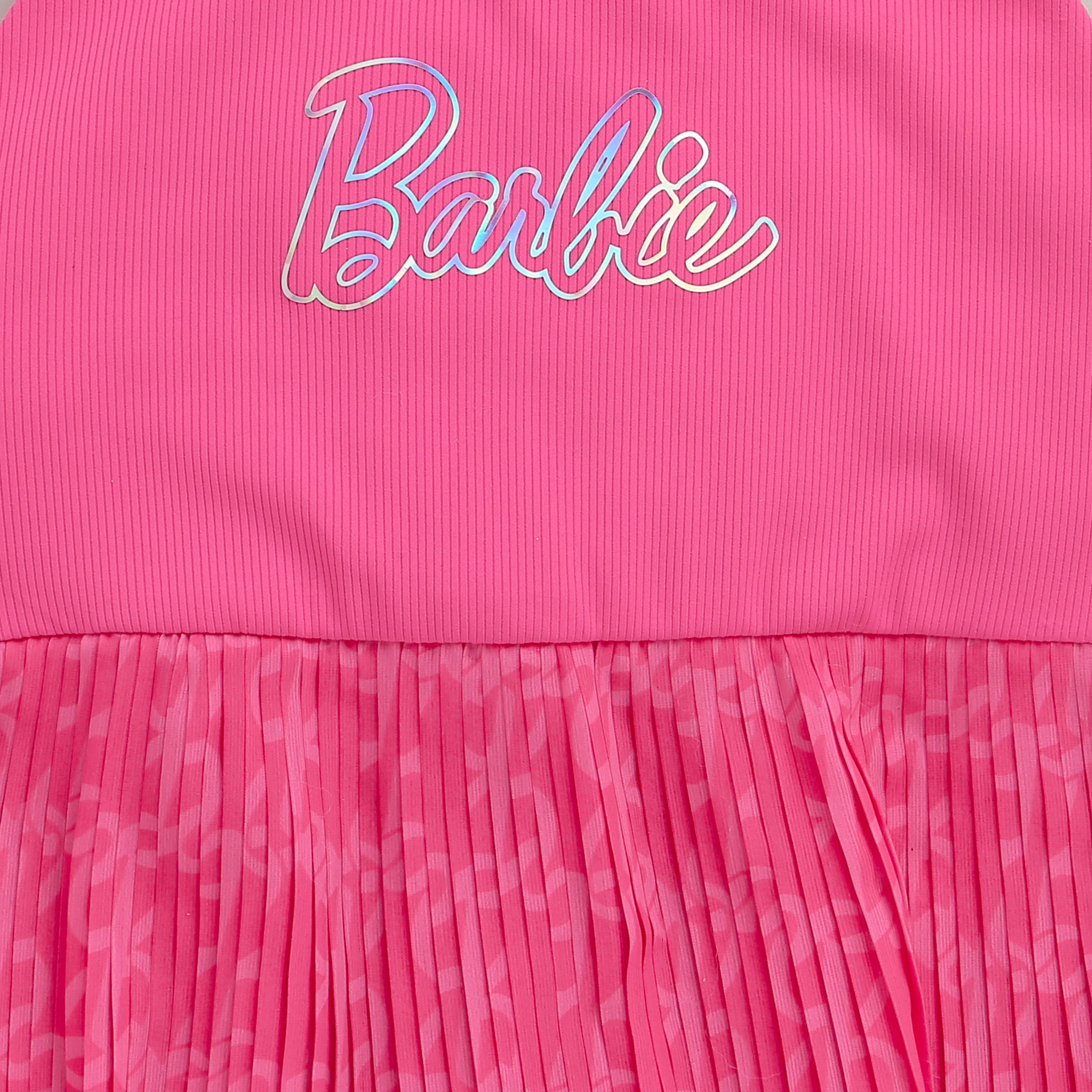 Barbie Round Neck Knitted Top with Pleated Fabric Bottom