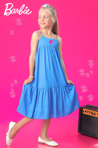 Barbie Spaghetti Neck Midi Dress