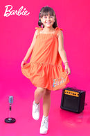 Barbie A-Line Midi with Tube Neck, Elastic Ruffled Body & Barbie Sticker on Hem