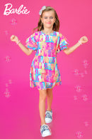 Barbie Round Neck Piped Midi with 2-Layer Ruffle Sleeves & Wide Fit