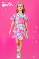 Barbie Round Neck Piped Midi with 2-Layer Ruffle Sleeves & Wide Fit