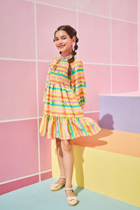 Barbie Rainbow Stripes Smocked Dress