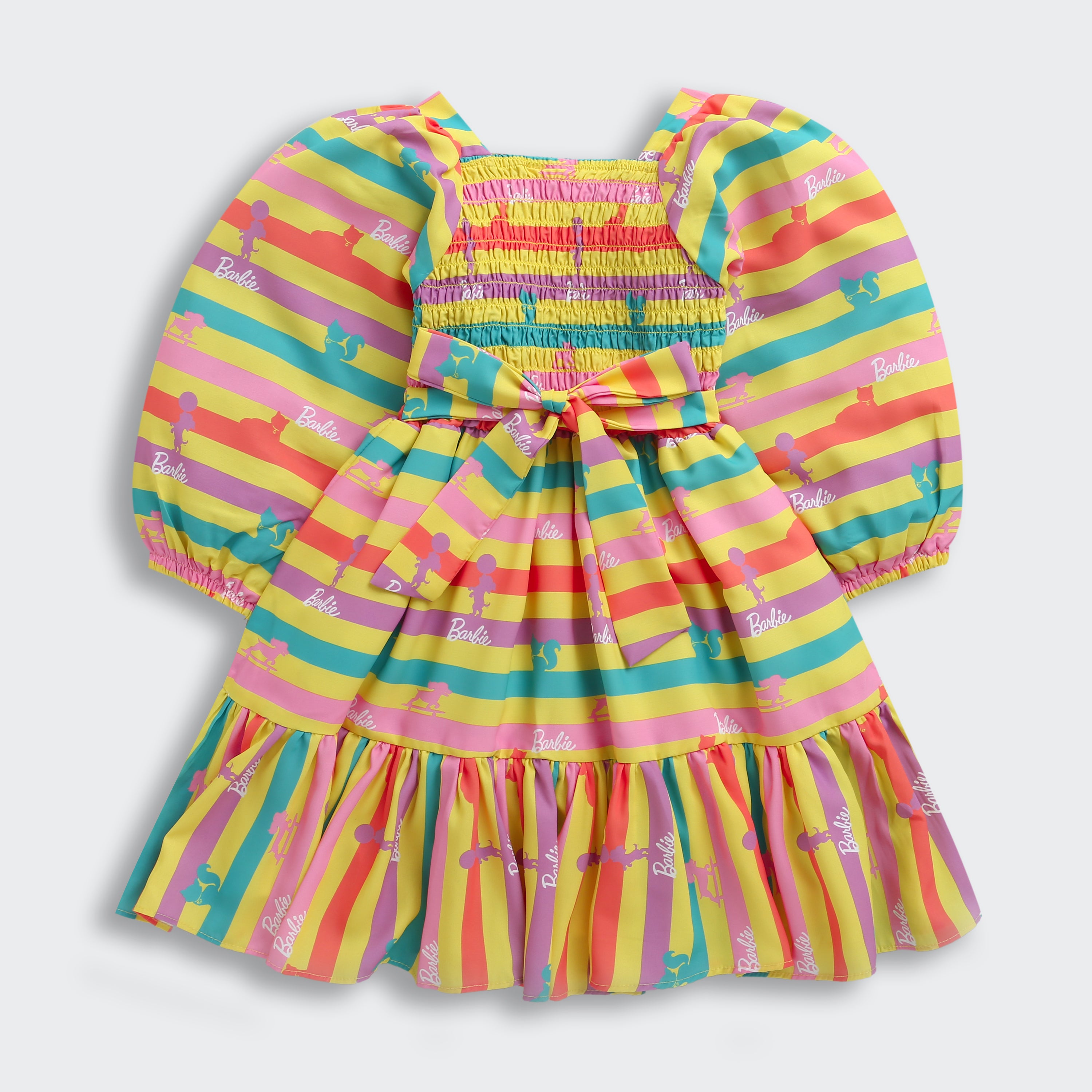 Barbie Rainbow Stripes Smocked Dress