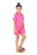 Barbie Night Suit with Half Sleeve Top & Elasticated Half Pants Pink