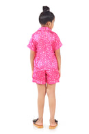 Barbie Night Suit with Half Sleeve Top & Elasticated Half Pants Pink