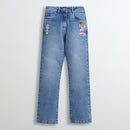 Barbie Light Blue Regular Fit Pant With Patches