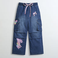 Barbie Dark Blue Cargo Denim Pant