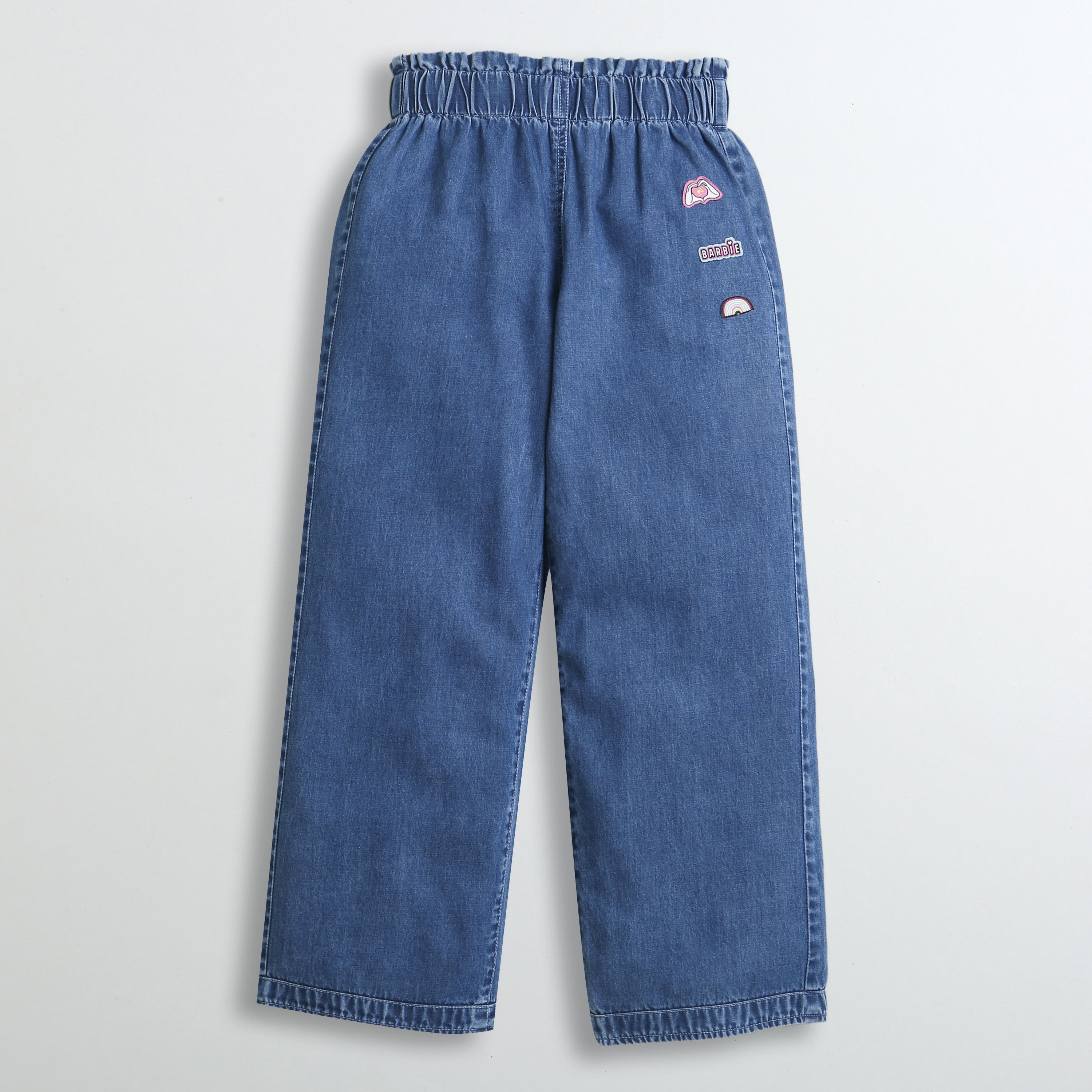 Barbie Denim Wide Leg Pant With Barbie Badge