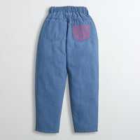 Barbie Denim Wide Leg Pant With Barbie Embroidery