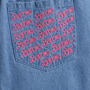 Barbie Denim Wide Leg Pant With Barbie Embroidery