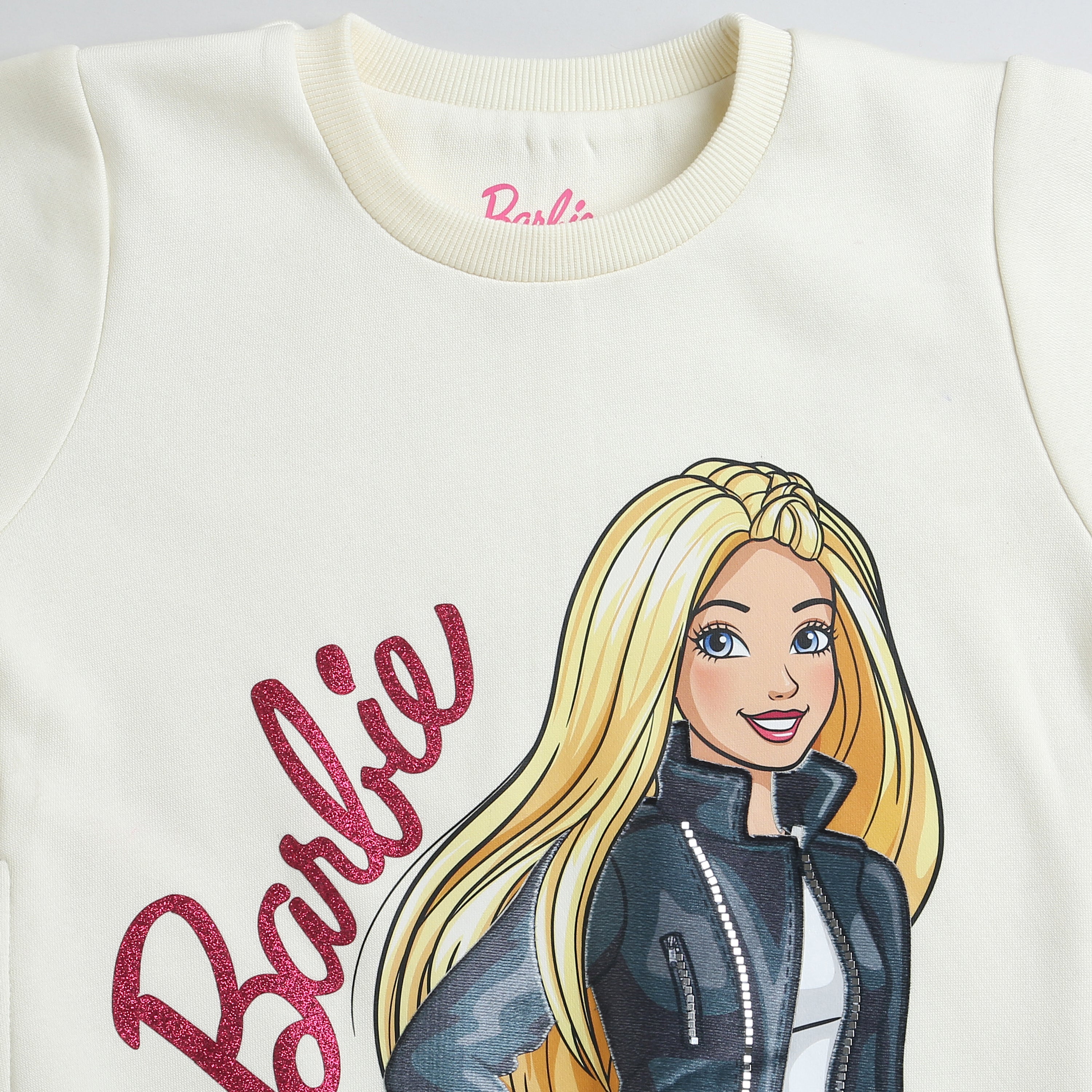 Barbie Sweatshirt Graphic On Front & Side Pockets