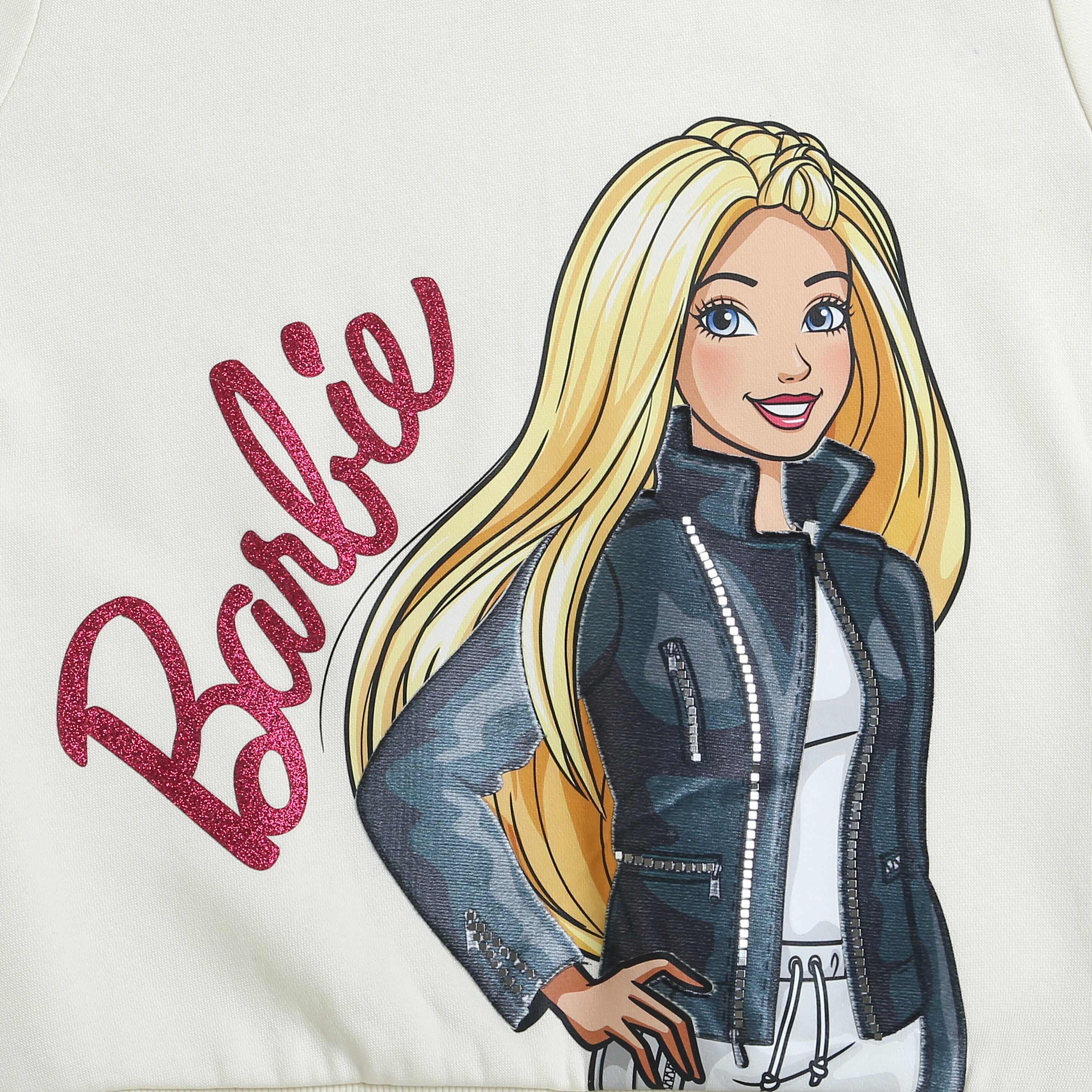 Barbie Sweatshirt Graphic On Front & Side Pockets