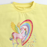 Barbie Stylish Round Neck Drop Shoulder & DTF Unicorn Print T-Shirt