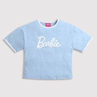 Barbie Top with Contrast White Piping at Sleeves & Neckline