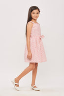 Tiny Girl Sleeveless Design And Playful Stripe Pattern Frock