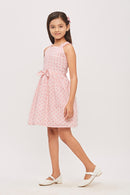 Tiny Girl Sleeveless Design And Playful Stripe Pattern Frock