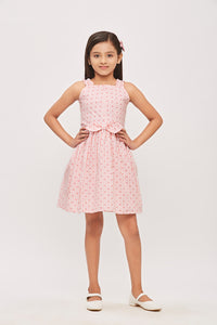 Tiny Girl Sleeveless Design And Playful Stripe Pattern Frock