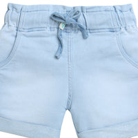 Tiny Girl Light Blue Waist Elastic Pants With Side Pocket