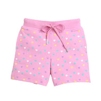 Tiny Girl Shorts With White Print And Rib Belt - Pink