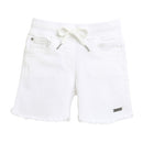Off White Short With Detachable Draw String And Raw Edge