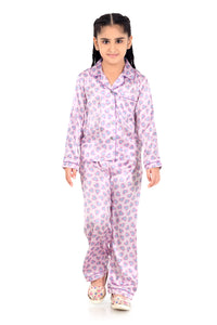 Barbie Printed Night Suit with Full Pant - Purple