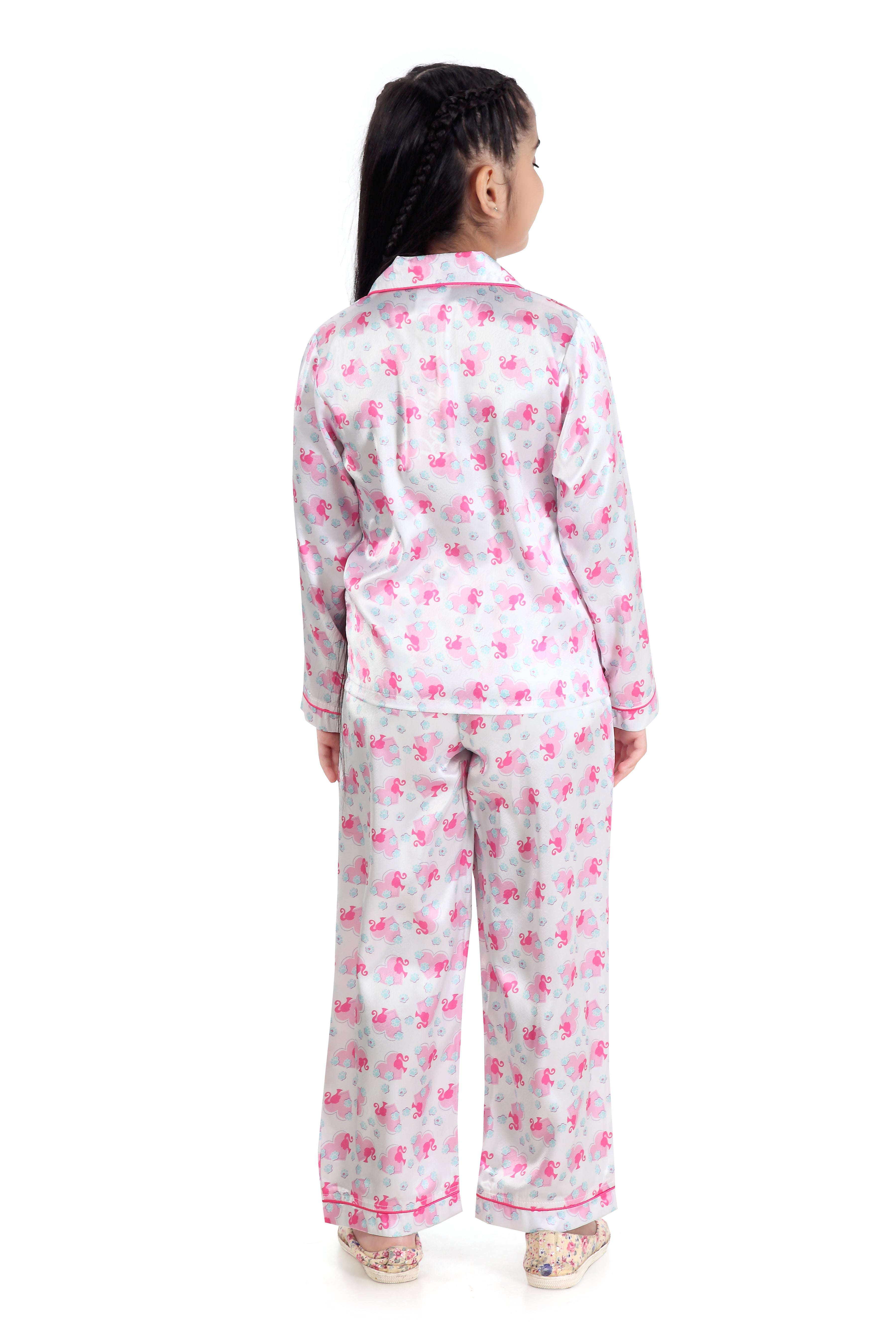 Barbie Printed Night Suit with Full Pant - Off White