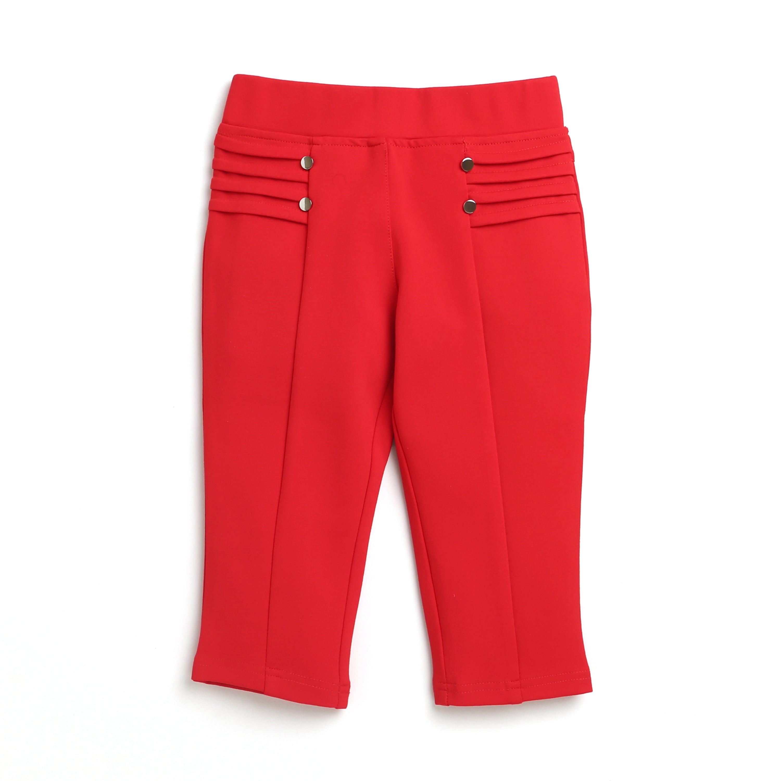 Tiny Girl Red Capri Has A Slip On Closure With Front Buttons