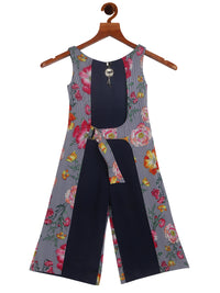 Tiny Girl Woven Polyester Round Neck Sleeveless Fancy Wear Jumpsuit